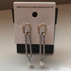 WHBM mix metal and pearl earrings